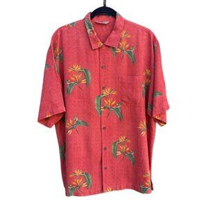 Tommy Bahama Red Hawaiian Shirt Bird Of Paradise Relaxed Mens L Short Sleeve‎